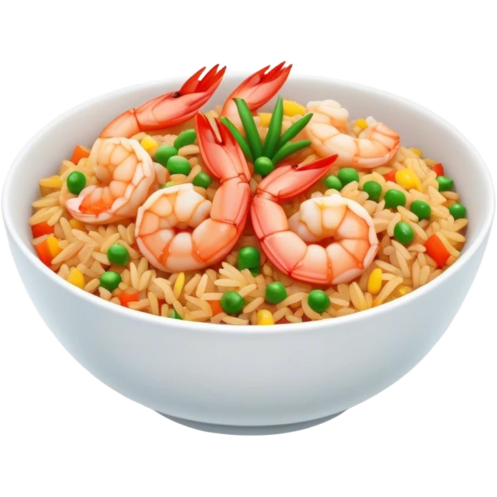 Spicy shrimp fried rice in a bowl emoji