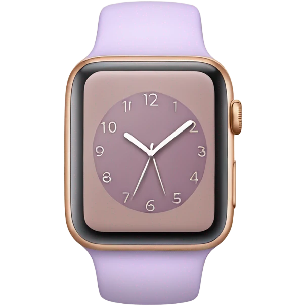 light purple apple watch with beige clock face emoji