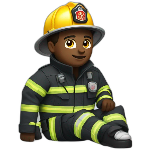 black abs firefighter with a broken foot and a cast emoji