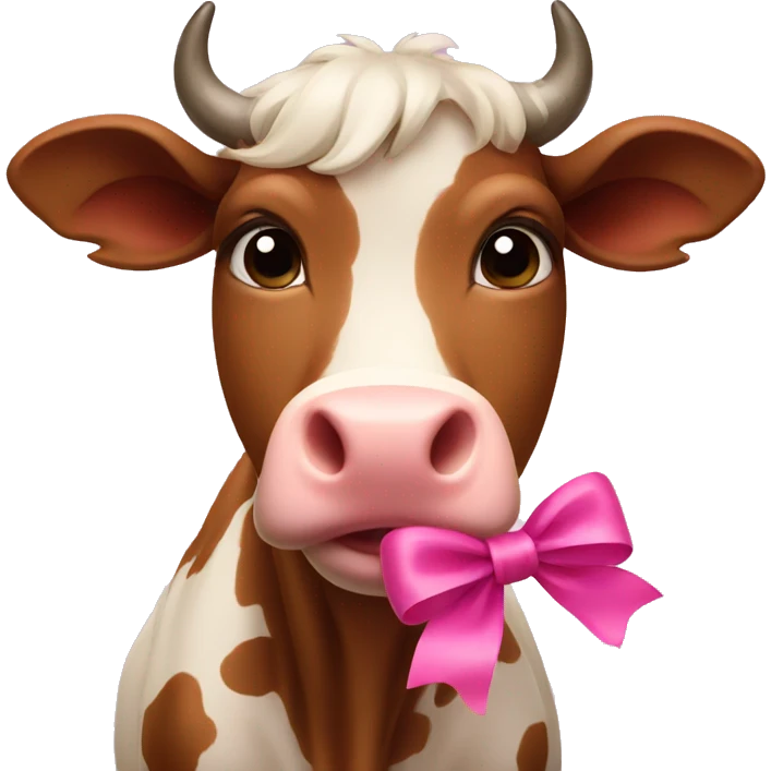 brown cow with pink bow emoji
