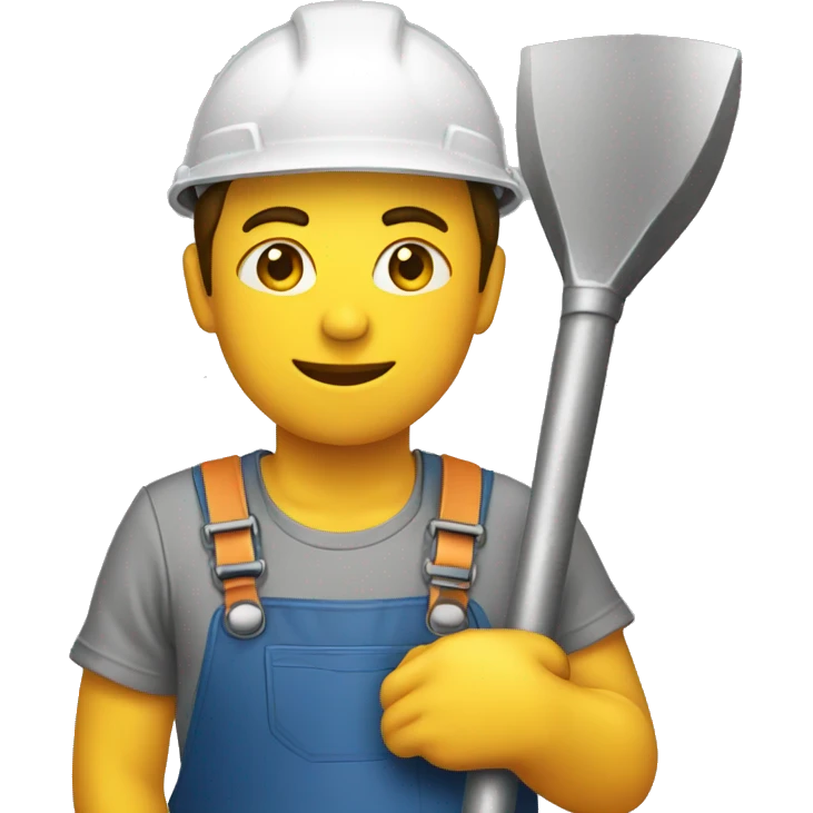 worker taking a break leaning into a shovel emoji