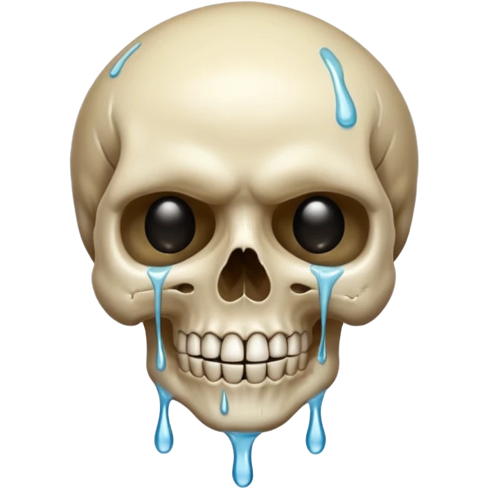 Skull smiling with singular massive sweat drip emoji