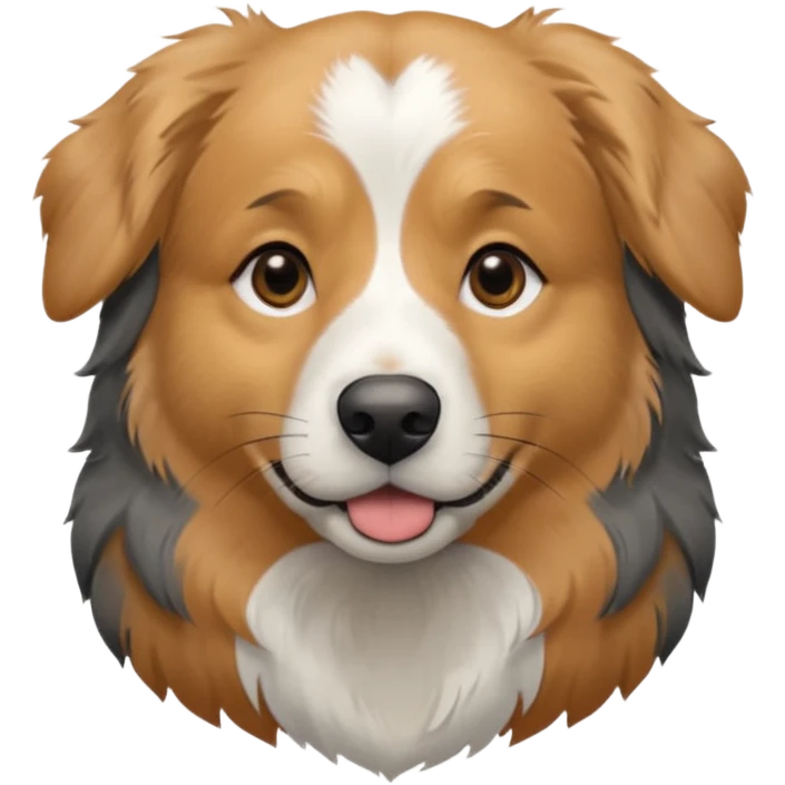 Australian Shepherd golden retriever tan eyebrows around nose and mouth black and grey fur on chest and everywhere else.  emoji