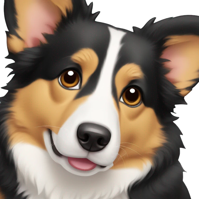 corgi mixed with a border collie black with light brown nose emoji
