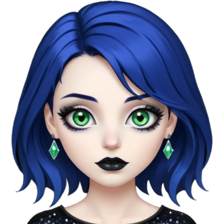 Beautiful dark-deep-abyss-midnight-blue abyssal gloomy dark edgy pretty sparkly shimmering glammed up dolled up ethereal Gorgeous Vampiric Edgy Anime Lady With Black grey green  emoji