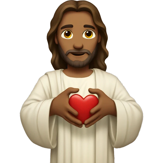 Jesus making heart hand emoji