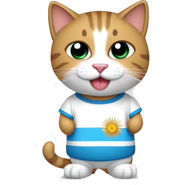 gato con camiseta de argentina tomando mate emoji