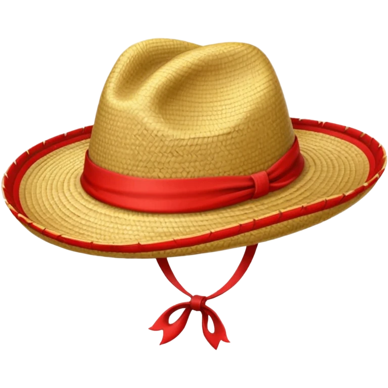 Sombrero de paja con una tira roja  emoji