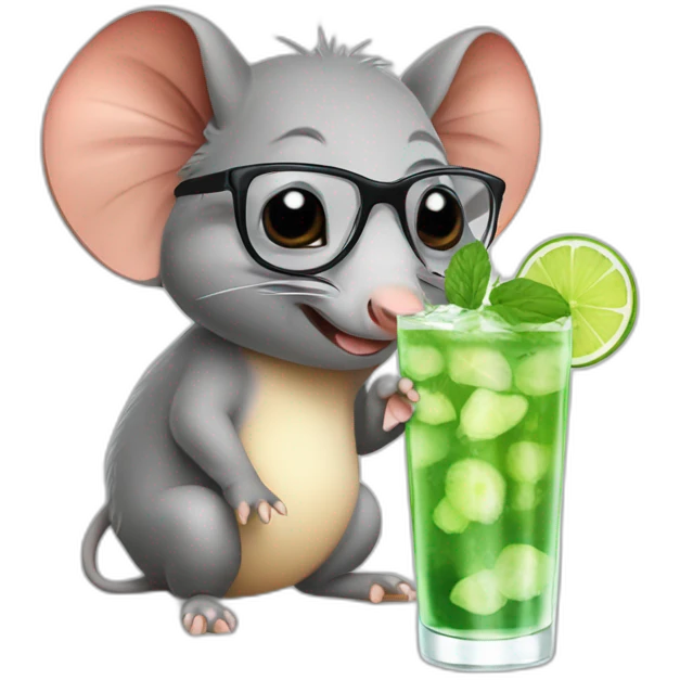 Elephant Shrew with glasses drinking mojito emoji