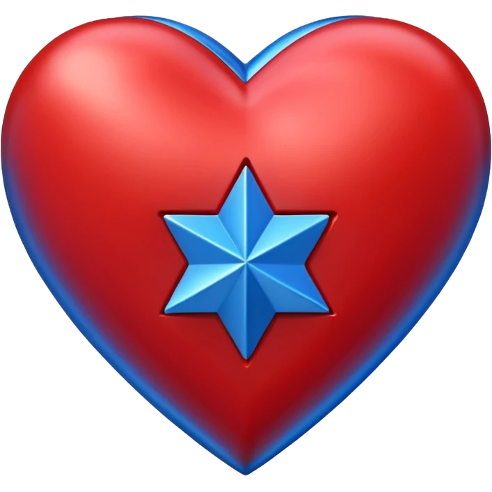 A geometric red 3D heart with a geometric blue star inside emoji