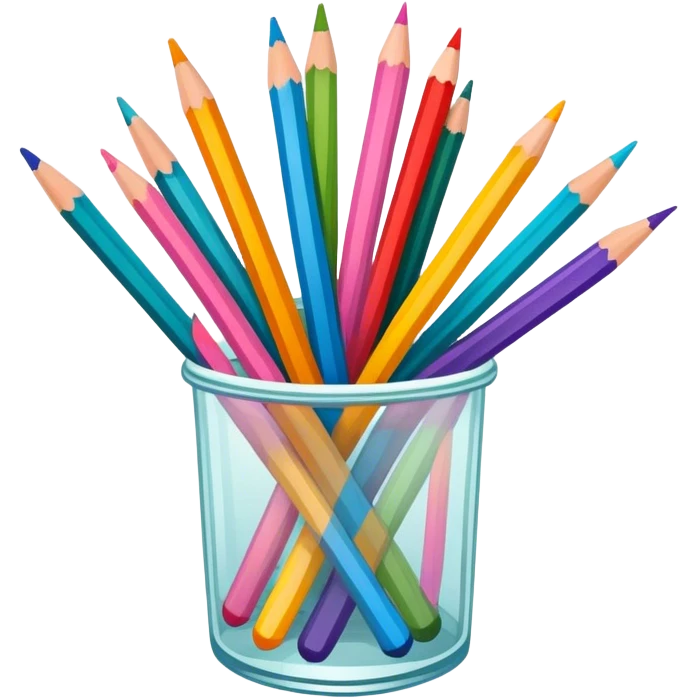 Illustration drawing, detailed linework, vibrant colors, artistic tools like pencils and brushes, clean lines, minimalistic design, transparent background. emoji