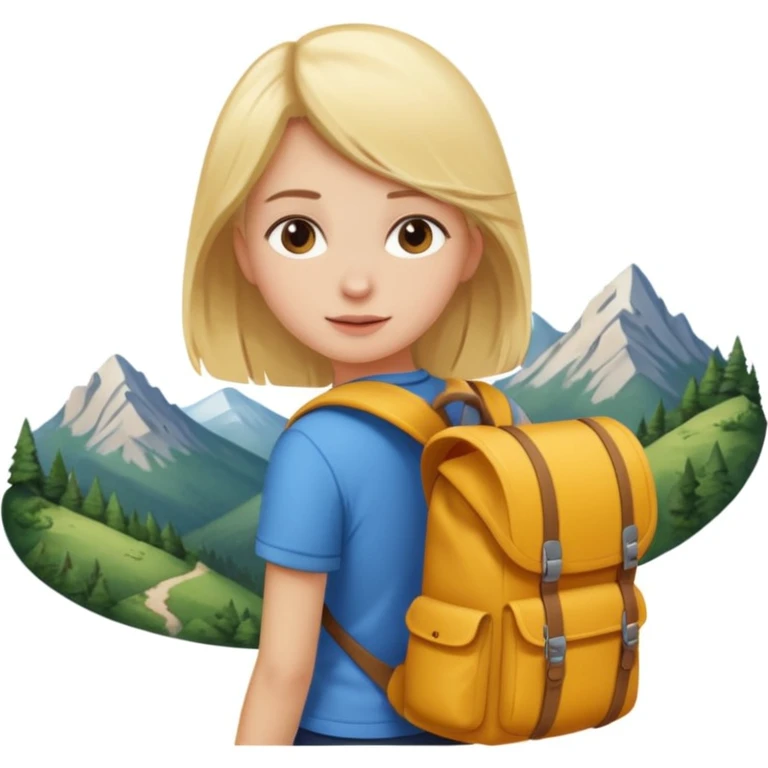 girl back packing mountains background  emoji