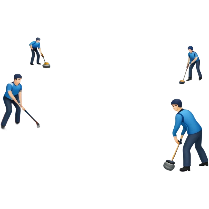 An icon showing a curling match on an indoor ice stadium, with a polished curling stone gliding toward the target and players sweeping. Spectators watch from stands, and flags hang above the rink. Transparent background highlights strategy and focus in the sport of curling. emoji