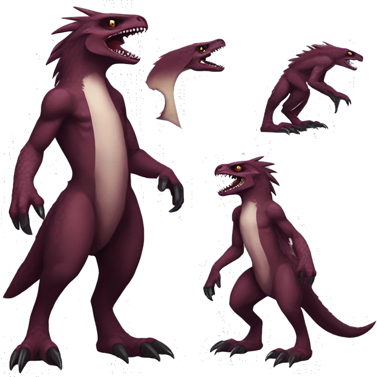 Maroon Edgy Badass Sergal-raptor-vernid full-body emoji