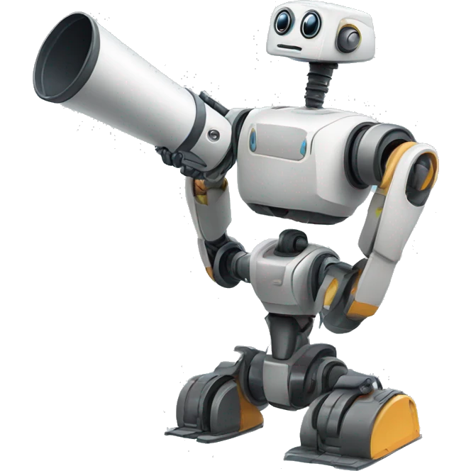 Robot with a bain and a telesope emoji