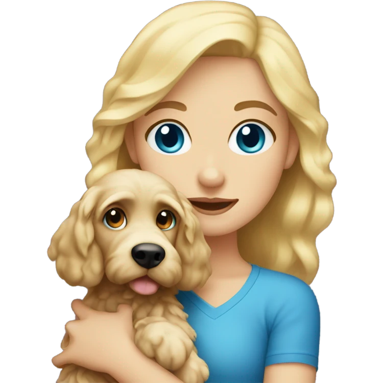 Blonde girl with blue eyes and  cockapoo emoji