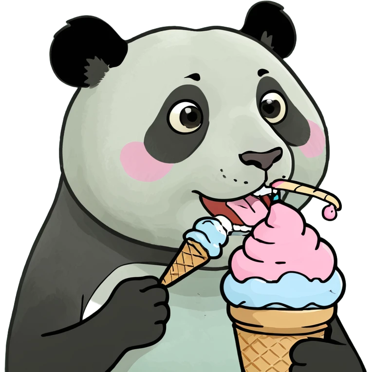 Panda eating ice cream emoji