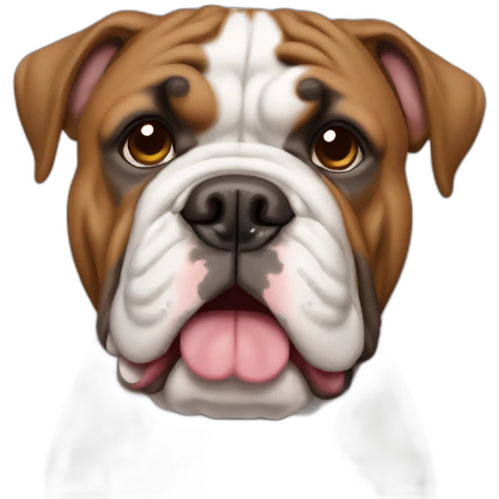 brown and white english bulldog tête emoji