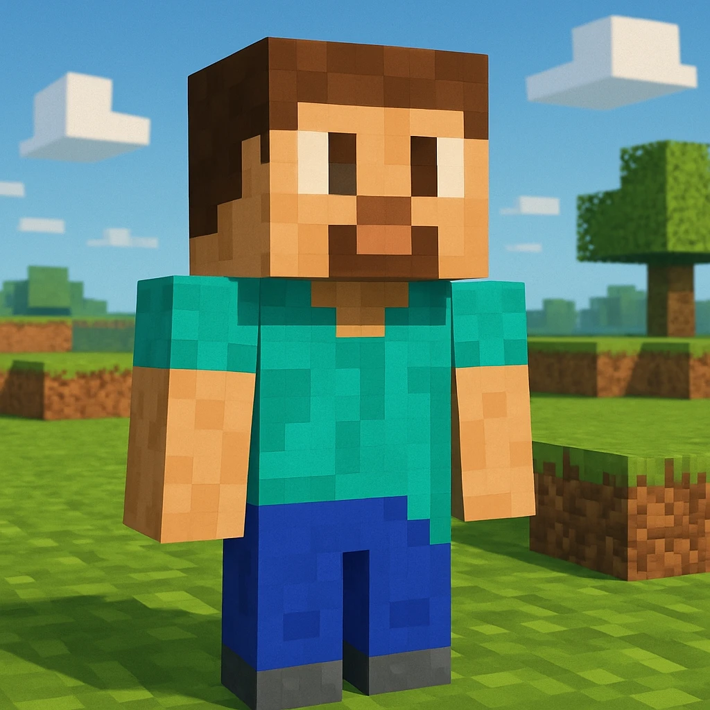 blocky Minecraft character in general style emoji