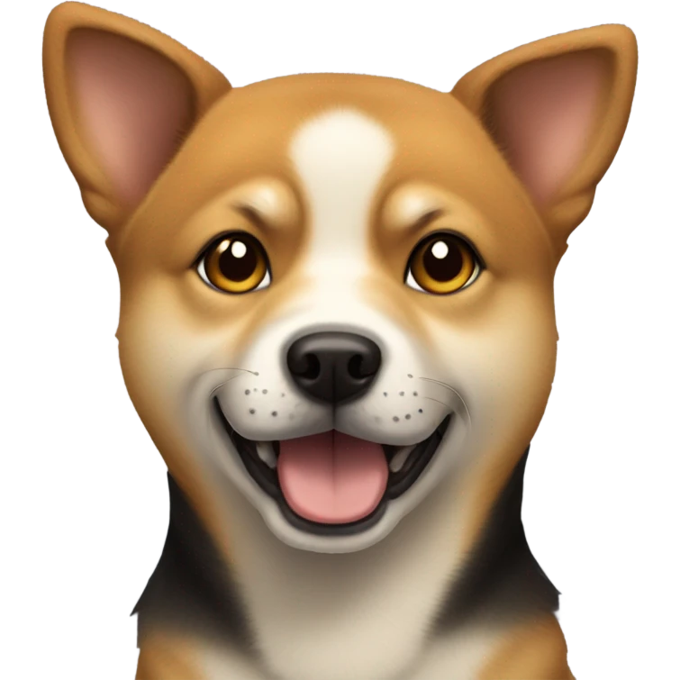 a dog named tony who is a shiba inu slash terrier slash shepherd small cute but fierce  emoji