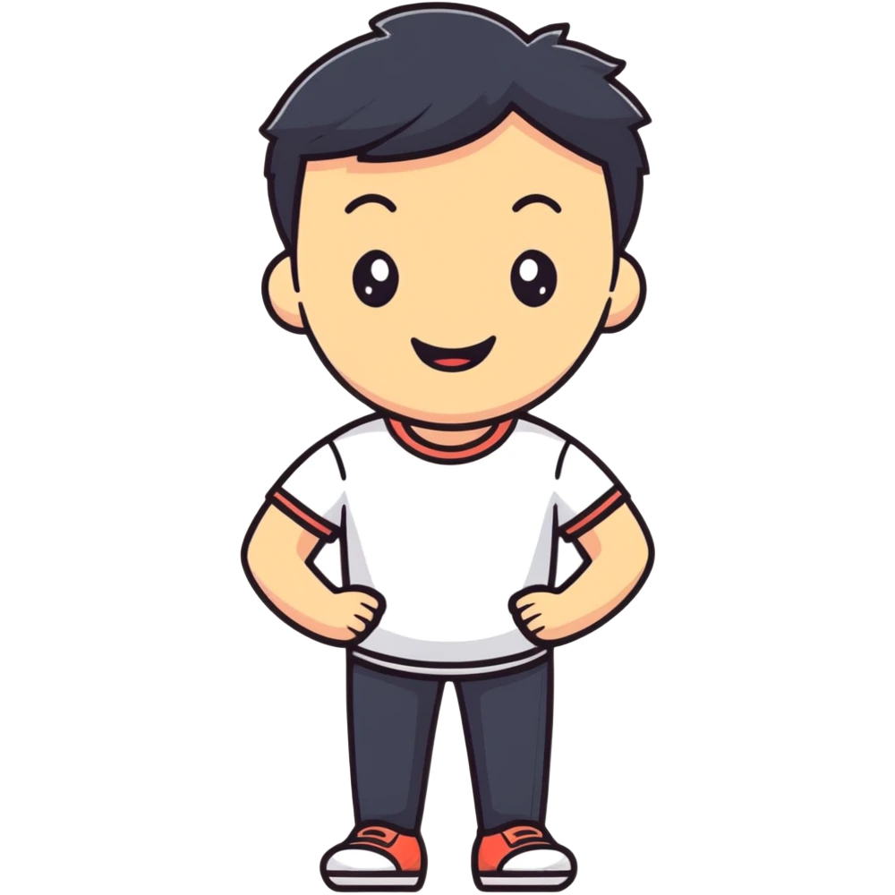 Friendly Korean man in casual clothes smiling emoji