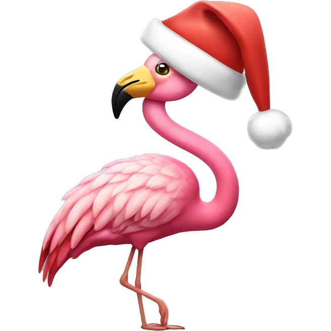 Flamingo wearing Santa hat emoji