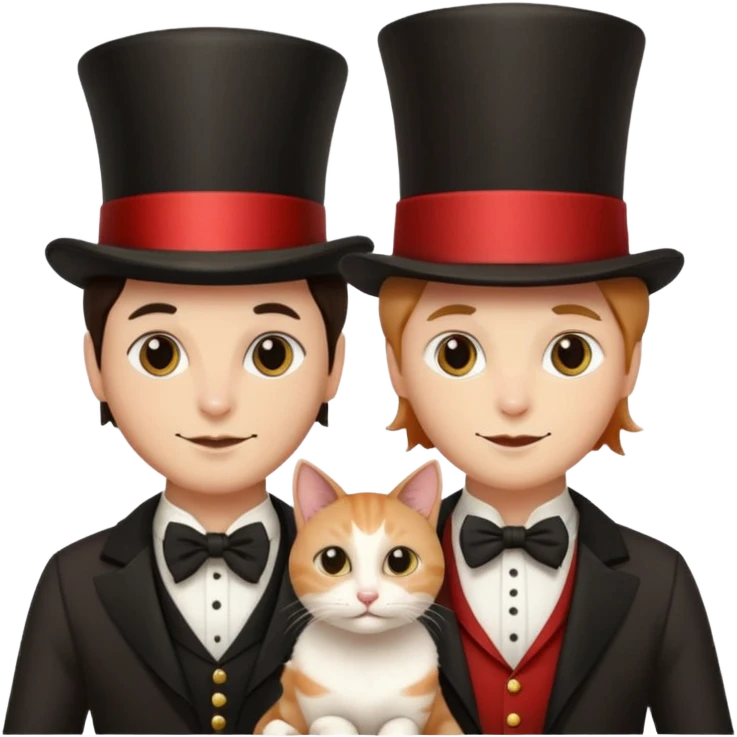 magician couple and their pet cat emoji