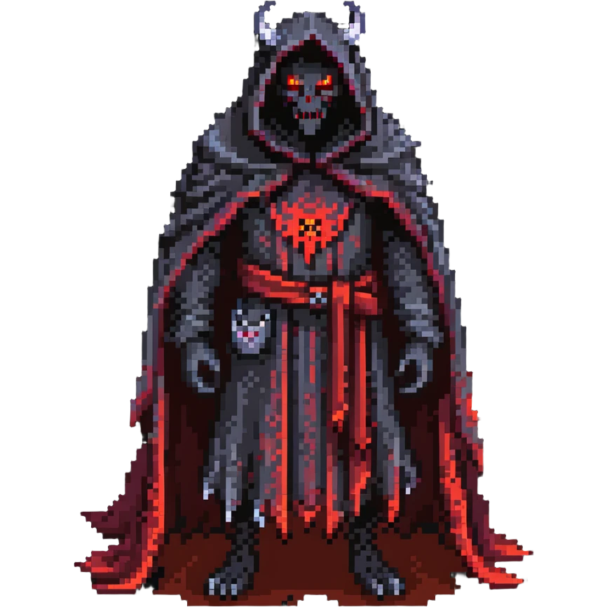 The Wandering Demon with glowing red eyes and tattered cloak emoji