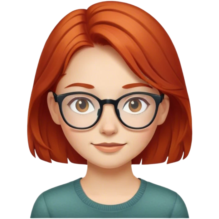 redhair girl with glasses and cute while smirking emoji