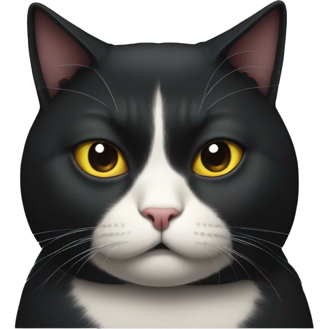 fat black cat glaring emoji