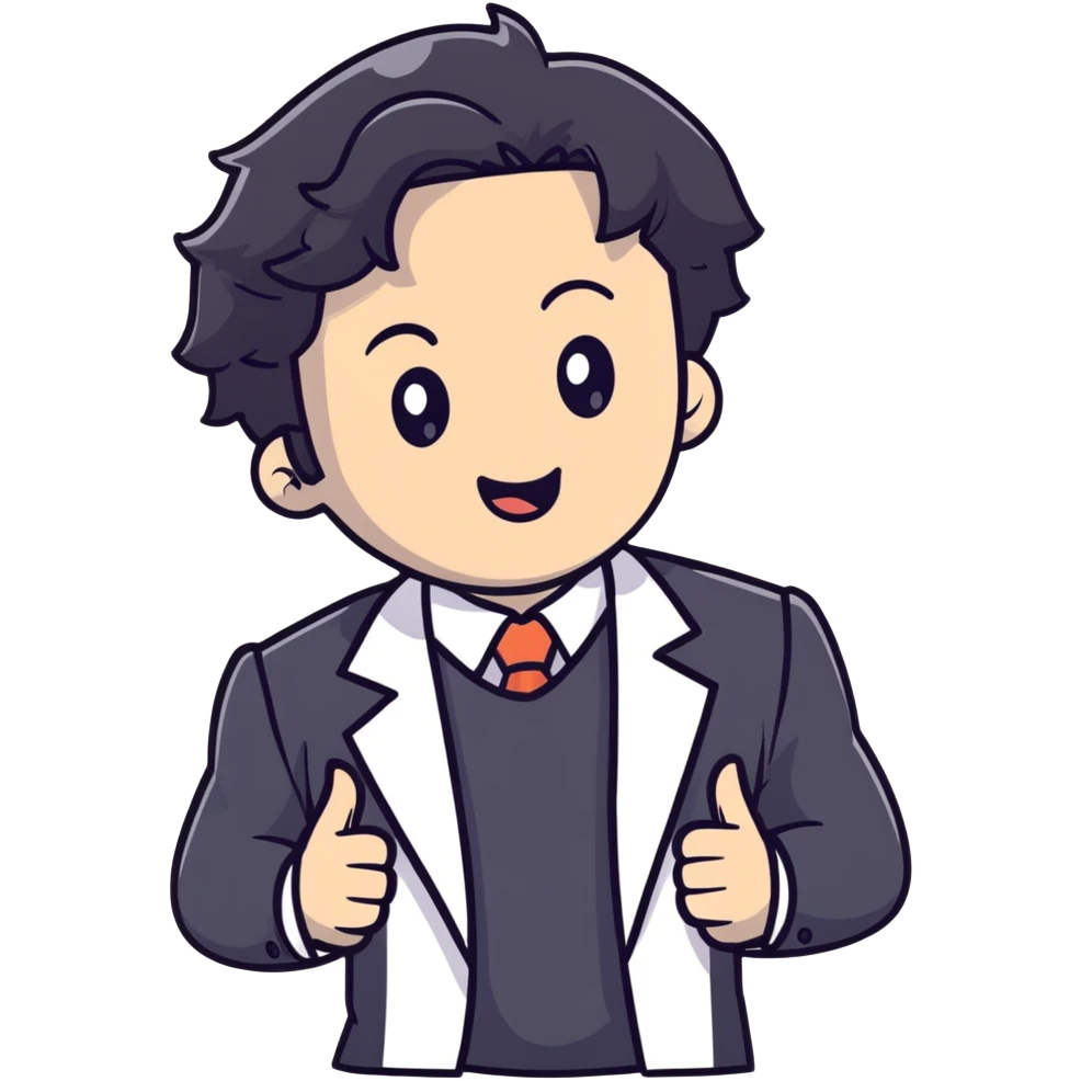 Polished headshot of a management educator with black wavy hair, stubble, strong features, white skin, smart casual attire with blazer, dynamic speaking expression, professional appearance for speaker profile emoji