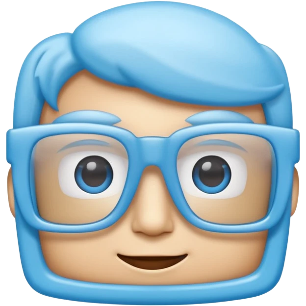 A 3D cartoon sky-blue square spectacle, slightly thick frame, glossy surface, minimal plain background, Only glasses. emoji