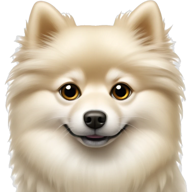 White beige wool pomerian spitz with dark eyes  emoji