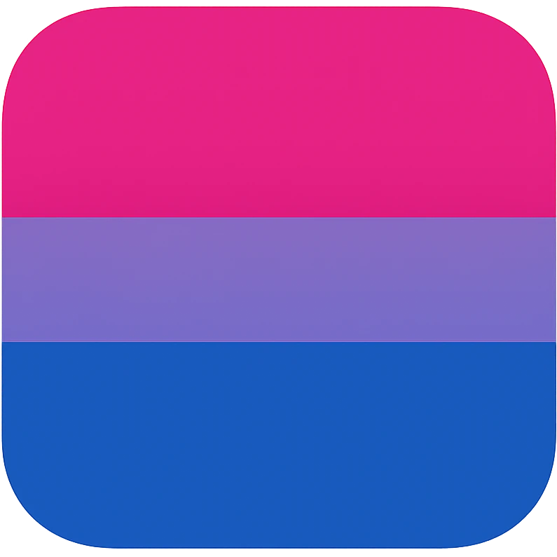 bisexual pride flag as a square icon with slightly rounded corners, bold colors, minimal style, no text emoji