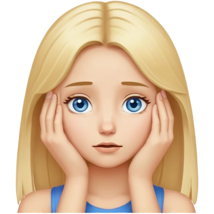 Girl with blonde hair and blue eyes face palm emoji