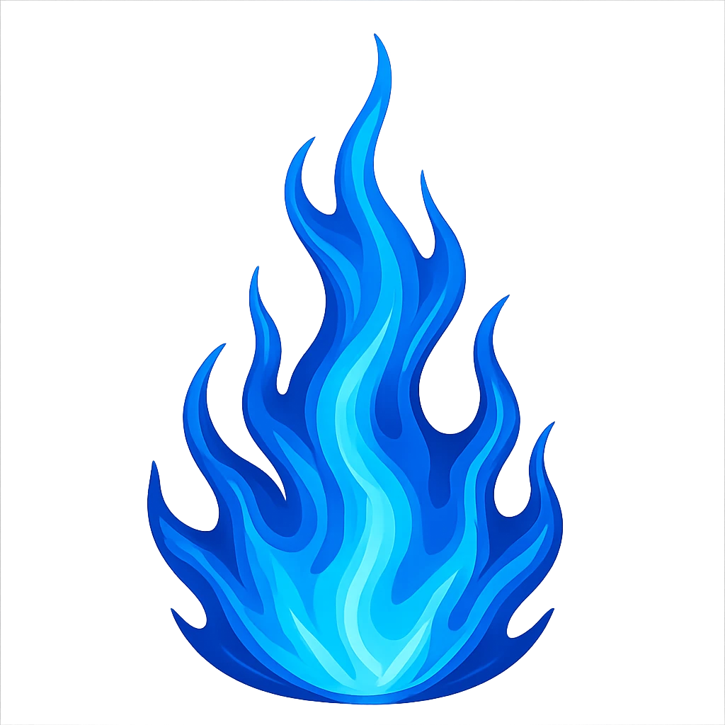 blue fire, visually striking, stylized emoji