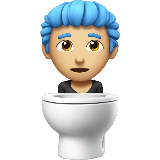 Skibidy toilet with a low taper fade and blue hair like ninja emoji