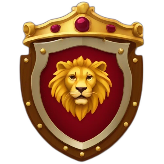 escudo de León rampante con Fondo color granate emoji