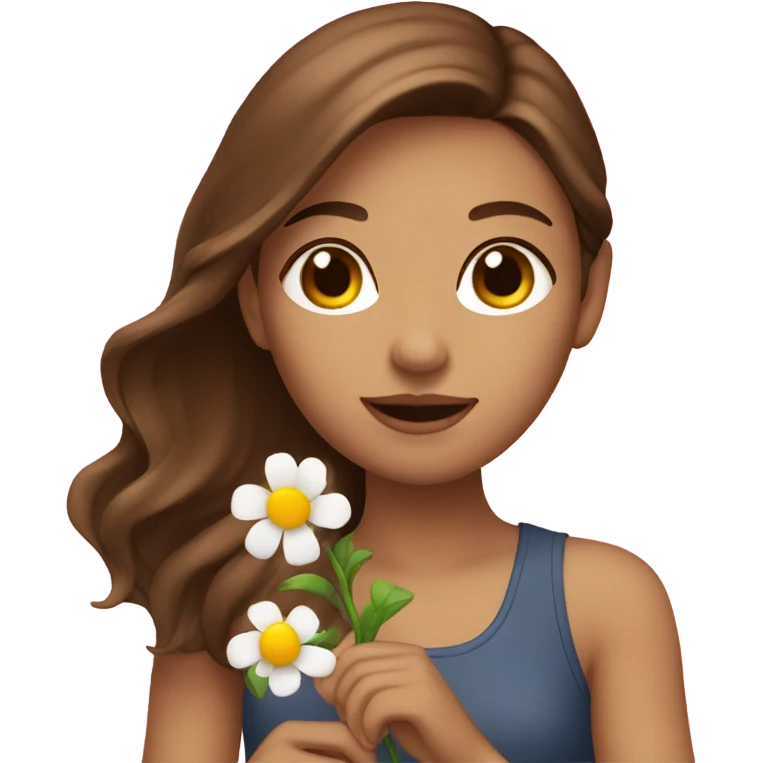 Brown hair model flower  emoji