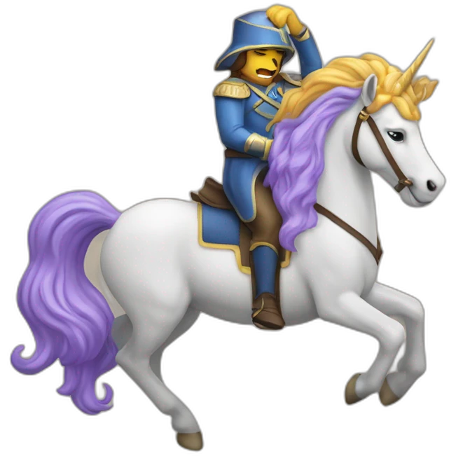 Licorne sur un cheval qui dort sur un lion emoji