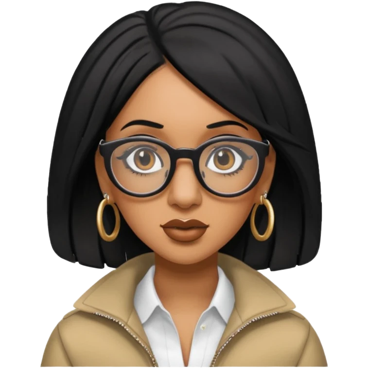 rapper Cardi B black hair wear glasses emoji