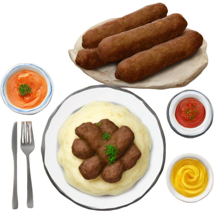Bosnian cevapi with somun and kaymak emoji