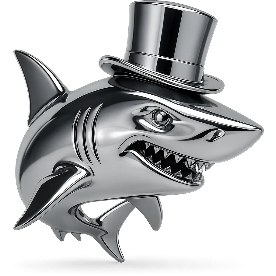 Shark with a top hat emoji