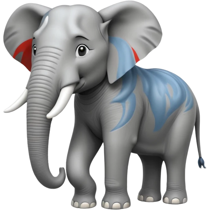 A giant 3D cartoon elephant in side view, towering and muscular, long tusks forward, thick textured skin, dust swirling around, strong sunlight and dramatic shadows, Memoji-style but intense and powerful. emoji