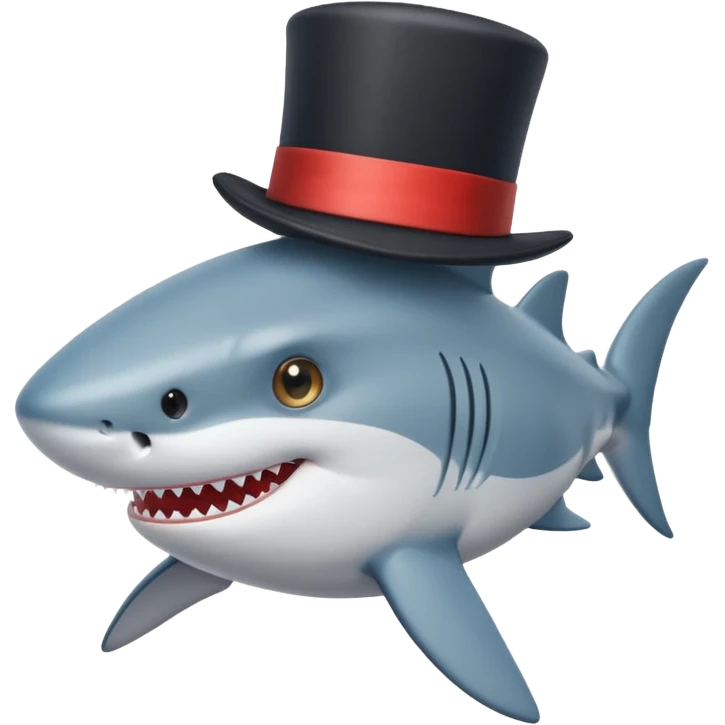cute shark in a top hat emoji