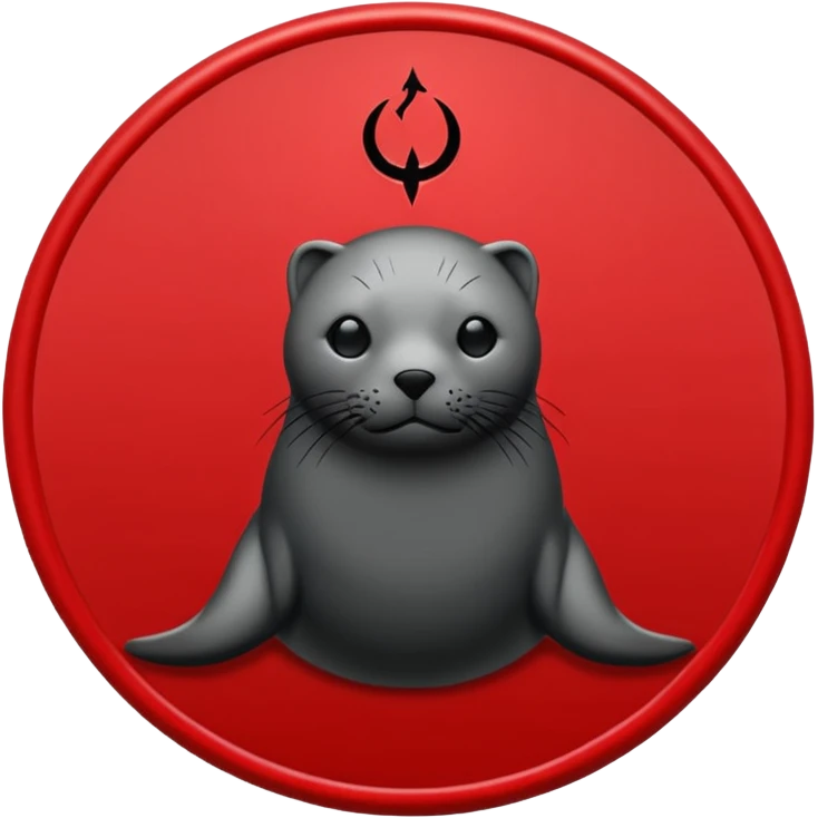 iOS sticker, summoning seal, black circle, red symbol, minimal emoji