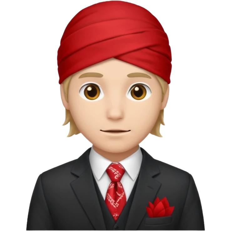 Character wearing a bandana and a suit emoji
