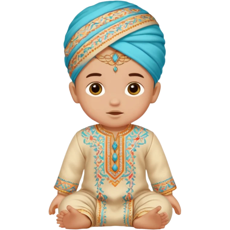  baby boy dressed in colorful ghalibiya with delicate decorations emoji