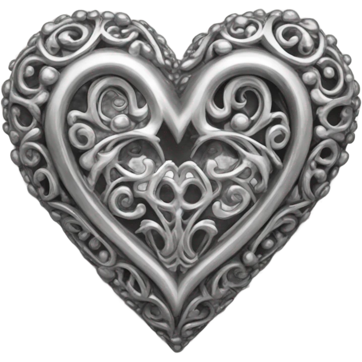 a hollow heart studded with silver emoji