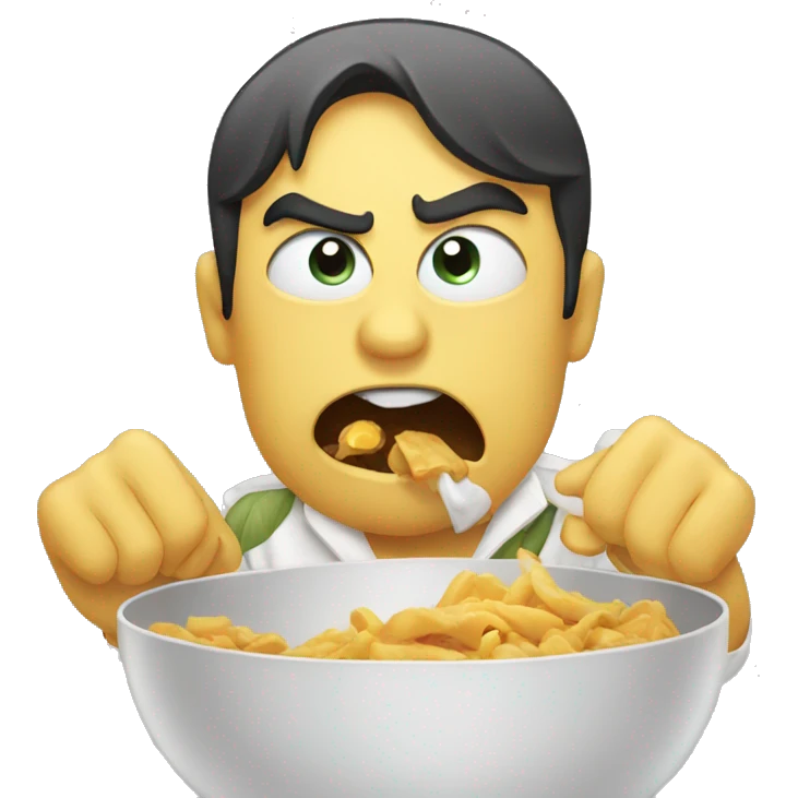 Hungry with angry emoji